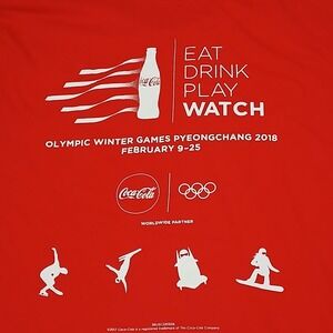 Dave & Busters Coca-Cola Olympics Winter Games Pyeongchang 2018‎ Red T-shirt L